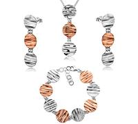 LillyMarie Ensemble De Bijoux Pour Femme En Argent Massif 925 Avec Pendentifs Et Boucles Bicolores