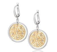 LillyMarie Femme Boucles d'oreilles argent Argent recouvert d'or Swarovski Elements originaux Rond étui en bois de haute qualité Cadeau pour les femmes