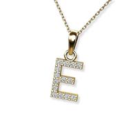 LillyMarie Femme chaîne Or 333 Or 333 Lettre pendentif E trasparent longueur réglable Paquet cadeau Beaux cadeaux pour les femmes