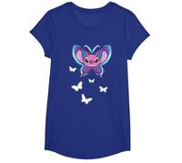 Lilo And Stitch Angel Heart T-Shirt, Fille, Bleu Royal, XS