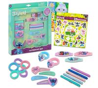 Lilo and Stitch Ensemble d'accessoires pour cheveux pour filles - Ensemble avec élastiques à cheveux, barrettes, pinces à pression, autocollants, plus | Accessoires Stitch pour enfants