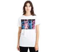 Lilo and Stitch Lilo Angel Stitch Boxes Ladies T Shirt, White, Blanc, L Femme