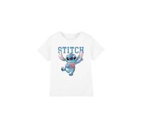 Lilo and Stitch T-Shirt Unisexe pour Enfant Motif cœurs, Blanc, 7-8 Ans