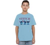 Lilo & Stitch Stitch Poses Unisex Kids T Shirt, Bleu Clair, 7-8 Ans Garçon