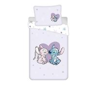 Jerry Fabrics Parure de lit réversible Lilo & Stitch Coeur 140x200 cm taie 70x90 cm 100% coton