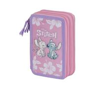 Lilo et Stitch Pink-Trousse Triple Garnie, Rose, 14 x 21 cm