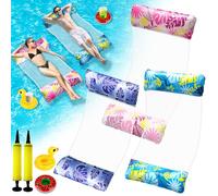 Lilo Lot de 3 flotteurs gonflables pour piscine, hamac, jouets de piscine pour adultes, 2 pompes à air, maille fraîche, chaise longue relaxante 4 en 1, matelas pour la plage, les vacances d'été