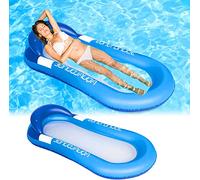 Lilo Piscine Gonflables Jouets Flotteurs de Piscine Adultes, Oreiller Confortable, Appui-tête en maille, Matelas Lit de Piscine Relaxant Hamac Lilo pour Bain de Soleil, Vacances d'été, Mer, Plage Eau