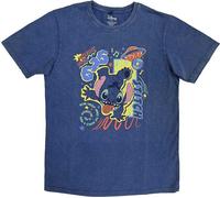 Lilo & Stitch - "626" T-shirt pour homme/femme unie, lavage de pierres RO14500 (S) (Bleu jean)