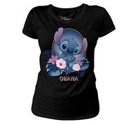 Lilo & Stitch Disney Tee Shirt Femme Ohana Coton Noir - S