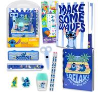 Lilo & Stitch Ensemble de fournitures scolaires - Ensemble avec dossier de salle de classe Disney Stitch, carnet, crayons, tatouages et plus encore | Fournitures pour la rentrée scolaire