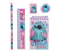 Lilo & Stitch Ensemble de papeterie 5 pièces avec crayon, bloc-notes, règle, gomme et taille-crayon pour enfants