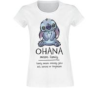 Lilo & Stitch Ohana Means Family Femme T-Shirt Manches Courtes Blanc XXL