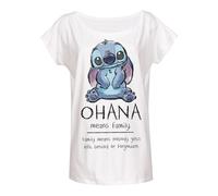 Lilo & Stitch Ohana Means Family T-shirt ample pour femme Blanc Taille L, Blanc., L