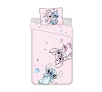 Lilo & Stitch Parure de lit pour lit simple | Housse de couette 140 × 200 cm + taie d'oreiller 50 × 70 cm | 100 % coton | Parure de lit douce, réversible et respirante | Parure de lit Disney colorée