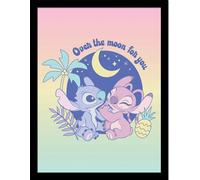 Lilo & Stitch - Poster encadré "Over The Moon" PM8570 (45 cm x 35 cm x 1,7 cm) (Rose/Bleu/Jaune)
