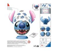 Ravensburger Puzzle 3D Stitch - Sphère 77 pièces numérotées - Puzzle Disney pour Enfant dès 6 Ans - sans Colle pour Un Montage Facile - avec Support Inclus