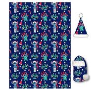 Lilo & Stitch Set de couverture douillette 100x140 cm - Couverture moelleuse & bonnet chaud