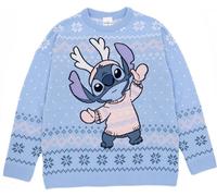 Lilo & Stitch - Sweat-shirt pour femme - design de Noël NS7324 (M) (Bleu)