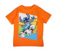 Lilo & Stitch, T Shirt, Garçon, Fille, (4 à 10 Ans), Polo, Débardeur, Chemise, Imprimé, Vêtements, Unisexe, Enfants, Sport, Respirant, Disney, Modèle DIS LIS 5202C400 S1-4A, Orange