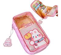 LILOVE Trousse Kawaii - Jolie Trousse esthétique pour Filles, Grande capacité, Durable, Fournitures Scolaires pour Adolescentes, Peut contenir Plus de 60 stylos-Couleur Rose