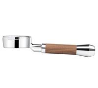 LILQ Porte-filtre nu à 2 oreilles sans fond de 58 mm compatible avec les machines à tête groupée E61 - Comprend un panier de 18 à 20 g (WalnutV2Fusion, 58 mm pour E61)