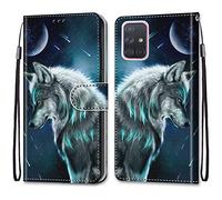 LiLuLa Coque pour Samsung Galaxy A71 5G, Étui Housse en Cuir de Protection avec [Emplacements Cartes] [Fonction de Support] [Magnetique], Housse Etui Coque pour Samsung Galaxy A71 5G (Loup 1)