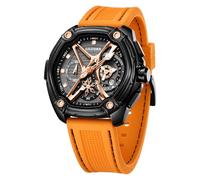 LILUOKE Montre de luxe pour homme, bracelet en acier inoxydable ou en caoutchouc, aiguilles lumineuses, montre tactique étanche, style audacieux, DT-LK9027G-01