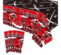 Lilwemen Lot de 3 nappes de fête d'anniversaire Ninjas, nappes de fête sur le thème des Ninjas, fournitures de fête Ninjas, guerrier ninjas, nappe de table pour garçons et filles, enfants, fête