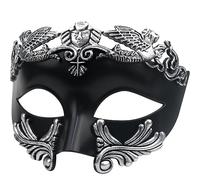 Lilwomen Masque de bal masqué grec antique - Romain et vénitien - Parfait pour Mardi Gras, Burlesque ou les bals de mariage (B-argent)