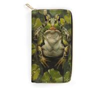 Lily and Frog Portefeuille fin en cuir synthétique pour cartes de crédit, espèces, poche pour pièces d'identité, porte-monnaie, porte-monnaie, petite taille avec fermeture éclair pour homme et femme