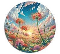 Lily araignée rougeJigsaw Puzzle 1000 Piece for Adults Round planteCreative Challenge Puzzle Toy1000pcs (67.5x67.5cm)