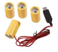 Lily Brown Lot de 4 piles universelles LR14 C - Bloc d'alimentation USB - 4 piles LR14 C - Adaptateur de rechange - Batterie LR14 C