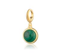 Lily Charmed - Breloque en pierre de guérison malachite verte plaquée or 18 carats