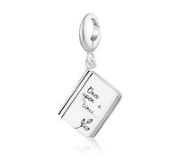 Lily Charmed Breloque livre d'histoire en argent sterling avec fermoir universel qui s'adapte à tous les autres bracelets d'autres grandes marques de bijoux. Conçu au Royaume-Uni, Métal