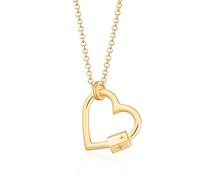 Lily Charmed - Collier collecteur de breloques en forme de cœur en argent sterling 925, ou plaqué or 18 carats, Métal