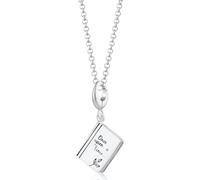 Lily Charmed Pendentif en forme de livre d'histoire en argent sterling avec chaîne belcher réglable de 40 à 45 cm. Conçu au Royaume-Uni, Argent sterling