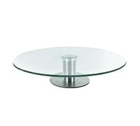 Lily cook - KA1742 Plateau Rond Tournant - Plat Rotatif sur Pied en Inox - Verre et Métal Acier Inoxydable - Pour une Présentation Elégante - Ø 30 x H 7 cm - Transparent et Gris