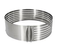 LILY COOK, KP0070, Cercle à Trancher pour Génoise, Réglable en INOX, avec 6 Fentes Pré-Découpées pour Découpe Précise, Diamètre 24 à 30 cm, Argent, Accessoire pour Patisserie