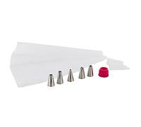 LILY COOK - KP5636 Coffret Douille Double 7 Pièces pour Cuisine et Pâtisserie - Conçu pour Décoration de Gâteaux et Glaçages - Taille 7 Pièces - Couleur Blanc-Fuchsia-Inox