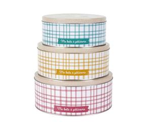 Lily cook Lot de 3 Boîtes en Métal Conservation Couvercle Transparent Rose | Métal, lot de 3 boîtes de conservation, couvercle à top transparent, douceurs et gourmandises, cuisine, rose bleu et beige