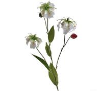Lily Flame Lot de 3 fleurs de lys artificielles pour décoration d'intérieur, centre de table floral en soie, parfaites pour les tables de salon et de bureau avec design réaliste (blanc)