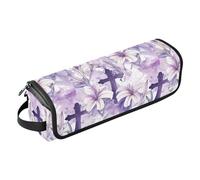 Lily Floral Violet Hot Hair Tools Sac de voyage pour fer à lisser, fer à friser et accessoires de coiffure, organisateur portable, cadeau pour femme, tapis résistant à la chaleur, design 2 en 1