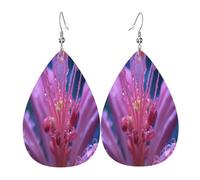 Lily Flowers filled with dew Boucles d'oreilles en cuir en forme de larme pour femme - Boucles d'oreilles pendantes légères en PVC avec crochets en argent 925, imprimés double face | Cadeau