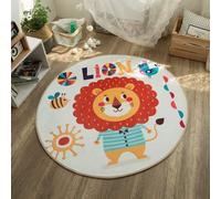 Lily&her Friends - Tapis de sol rond antidérapant pour enfant Tapis de yoga, multi-fonctions, lavable, coussin décoratif (160 cm, lion)