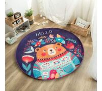 Lily&her Friends - Tapis de sol rond antidérapant pour enfant Tapis de yoga, multi-fonctions, lavable, coussin décoratif (160 cm, Ours)