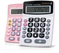 Lily' Home Jumbo 12 chiffres, énergie solaire, grand écran LCD, calculatrice de bureau, double alimentation, grand bouton, fonctionnement à piles, facile à lire, incliné, pour la maison, le bureau
