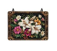 Lily - Housse de protection électrique pour cuisinière électrique, élégante et vintage, chrysanthème rose, printemps, blanc, surface en polyuréthane, tapis de protection électrique à dessus plat pour