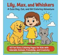 Lily, Max, and Whiskers: A Cute Dog, Cat, and Girl Coloring Adventure: 40 Fun Story Coloring Pages for Kids with Adorable Animals, Friendship, and Creativity
