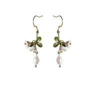 Lily of the Valley Boucles d'oreilles florales avec perle goutte, boucles d'oreilles pendantes élégantes pour les femmes, bijoux de mode pour un usage quotidien et des occasions spéciales